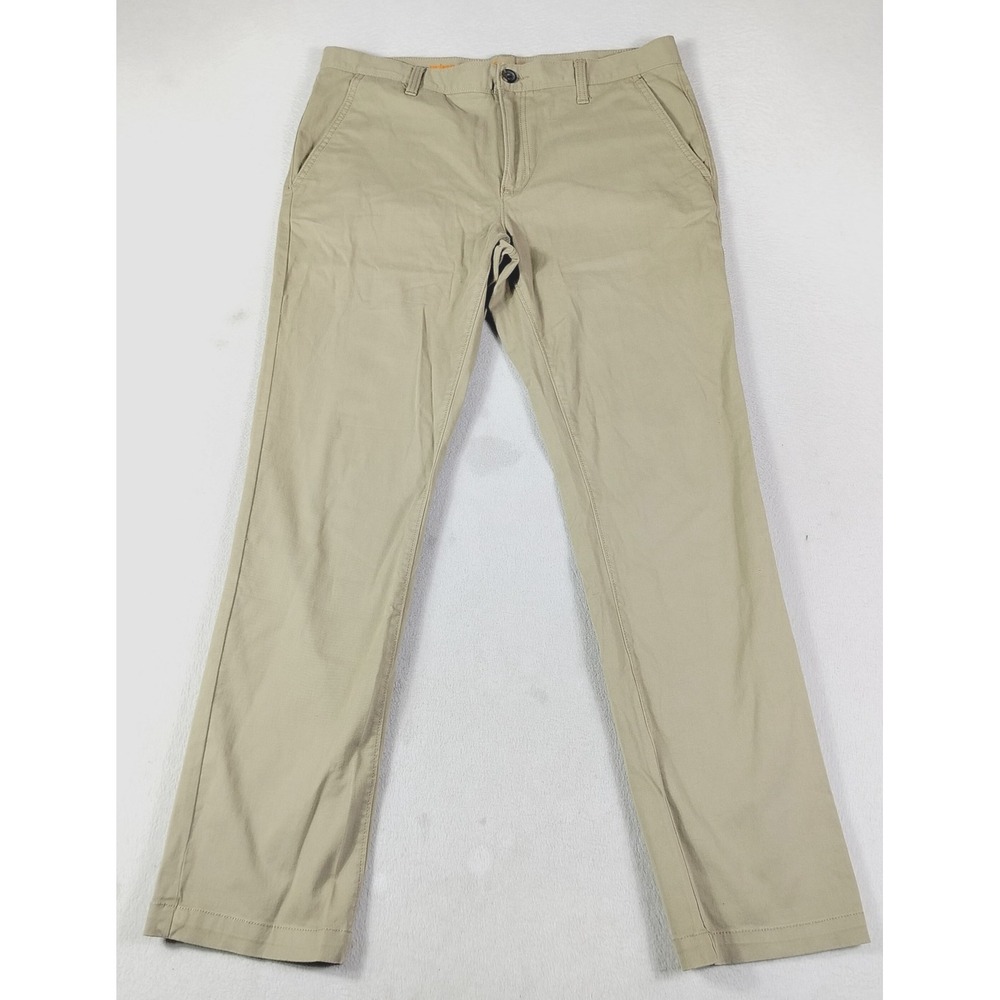 Urban Pipeline Max Flex Pants Mens 34 Beige Slim Straight Chino Stretch Casual